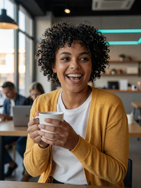 Jasmine, a 28-year-old casual dater discussing Loviaflame monthly cost over coffee